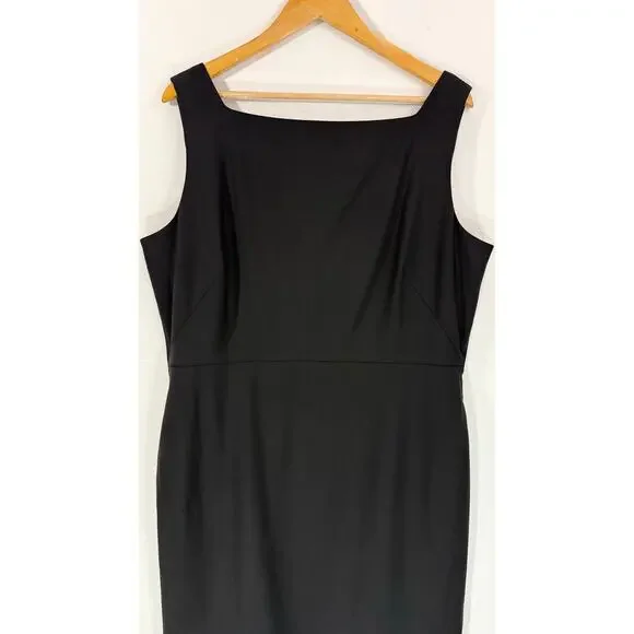 M.M.LaFleur Cynthia Dress Black Wool Sheath Square Neck Work Size 16 - Picture 5 of 12